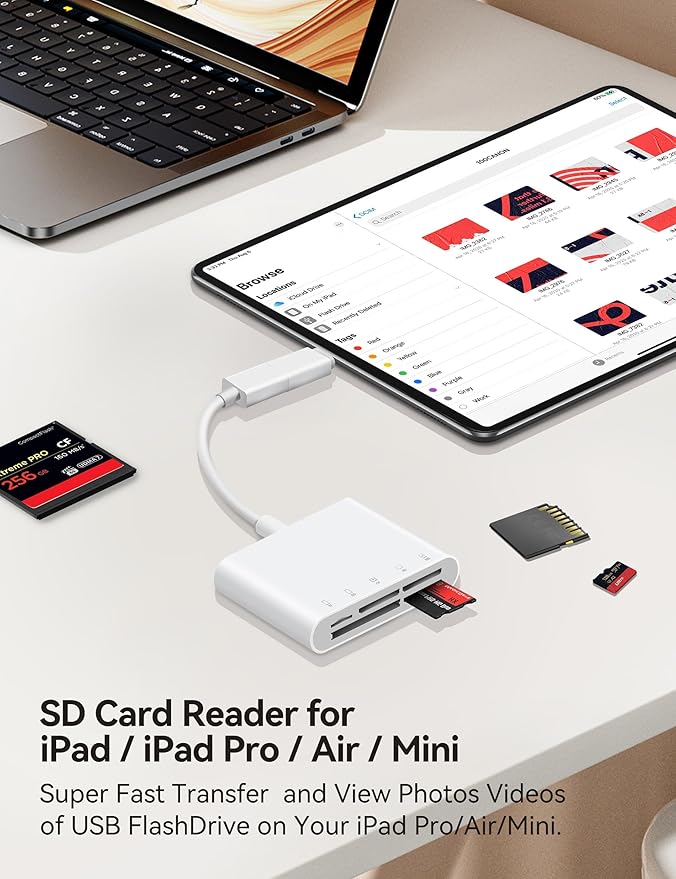 USB-A and USB-C to SD Card Reader, Trail Camera Card Adapter with SD MicroSD CF Compact Flash Memory Stick XD Picture 5 Slots for iPhone 15 16 iPad Mac MacBook Pro/Air Laptop Pc
