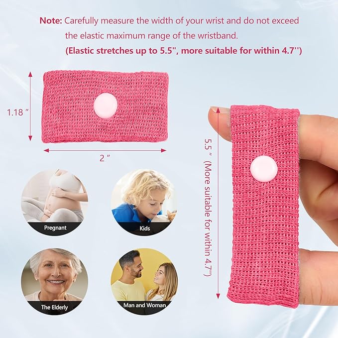 Motion Sickness Wristband, Anti-Nausea Acupressure Wrist Band for Nausea Relief, Dizziness and Vomiting from Car Sea Boat Flying Travel Sickness for Adults and Kids (Multicolor, Small, 6 Pairs)
