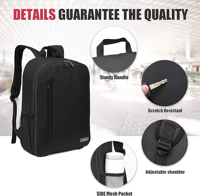 Cwatcun Professional Camera Backpack - Waterproof DSLR/SLR/Mirrorless Camera Case - Compatible with Sony, Canon, Nikon - Large Black