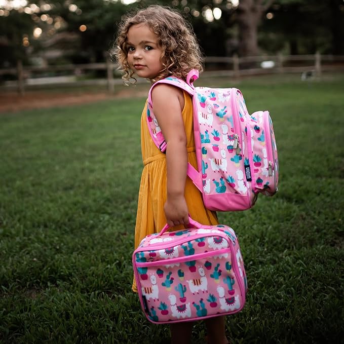 Wildkin Kids Insulated Lunch Box – Durable and Reusable for School & Travel - Llamas and Cactus