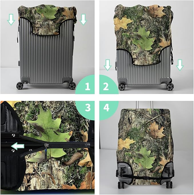 Luggage Cover Plus - Camo Tree Travel Suitcase Cover for 29-30 inch Luggage (XL) with Concealed Zipper, Washable Elastic Cloth, Dustproof, Anti-Scratch