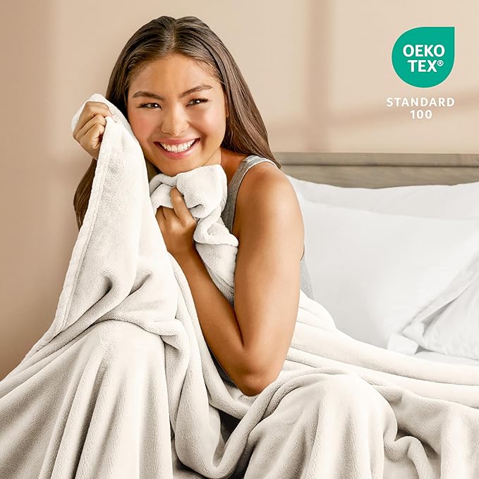 Bare Home Fleece Blanket - Full/Queen - Ultra-Soft Lightweight for Bed, Sofa, and Couch - Luxury Microplush - Cozy Warm Blanket (Full/Queen, Vanilla)