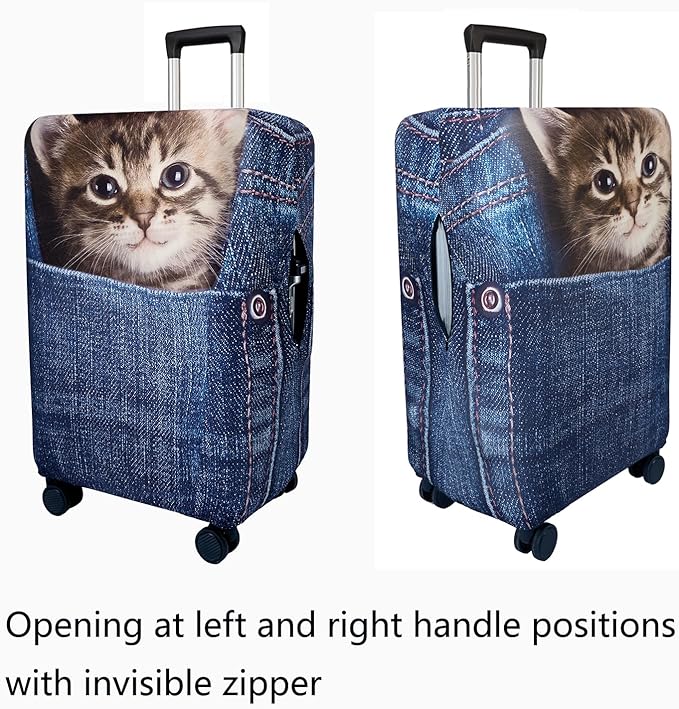 WUJIAONIAO Travel Luggage Cover Baggage Suitcase Cover Protector Skins 18-32 Inch (Cat B, XL (for 29-32 inch luggage))