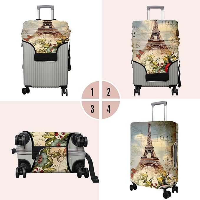 Travel Luggage Cover Suitcase Protector Fits 18-32 Inch Wheel Covers PatternedTravel Related Items Flower Luggage Protector Elastic S