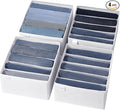 4 Packs Jeans Drawer Organizers for Clothing,5 Grids Compartment Wardrobe clothes organizer,Fabric Washable Closet Organizers and Storage Bins for Jeans,Pants,Bra,Legging,t-shirt-White