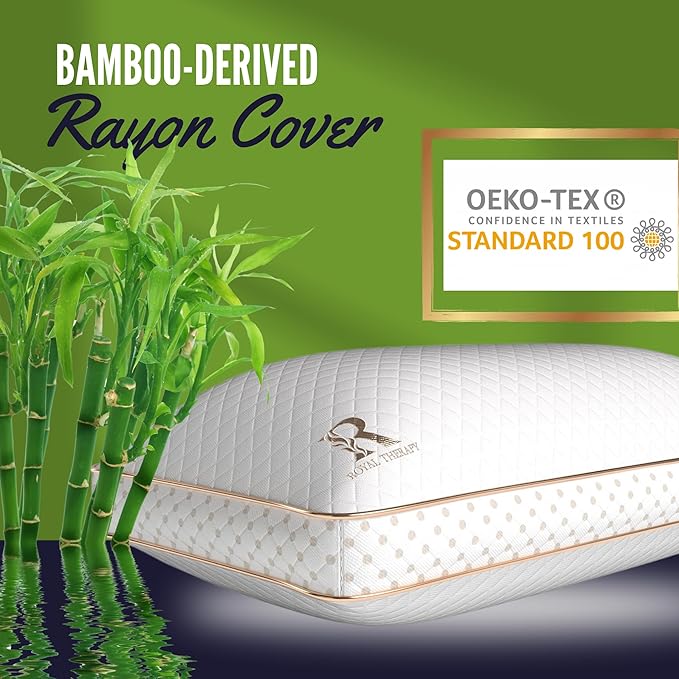Royal Therapy Queen Memory Foam Pillow, Adjustable Shredded Odor-Free Pillow for Neck & Shoulder Pain Relief, Support for Back, Stomach, Side Sleepers, AirFlowPRO