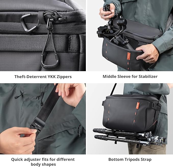 PGYTECH OneMo Sling Camera Bag 7L-9L, waterproof Crossbody Camera Shoulder Bag for Photographers Travel, DSLR Camera Bag for Sony/Canon/Nikon/DJI Mavic/Mirrorless/Tripod/Laptop
