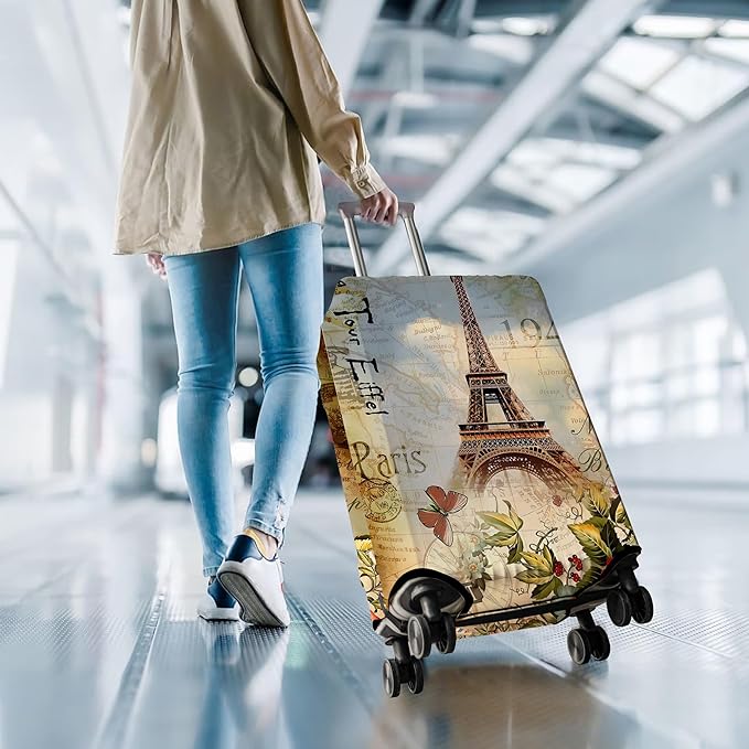 Travel Luggage Cover Suitcase Protector Fits 18-32 Inch Wheel Covers PatternedTravel Related Items Flower Luggage Protector Elastic XL