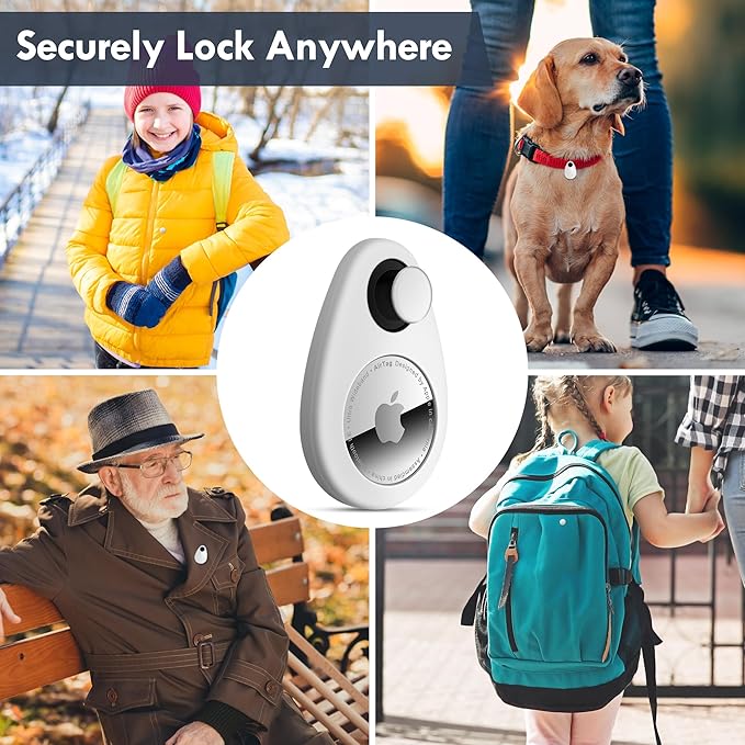 for Airtag Holder for Kids Hidden 2 Pack GPS Tracker Case, Anti-Removal Sercutiry Air Tag Case with Pins, GPS Cover Suitable for Children, Elderly, Pets, Backpack, Luggage (Navy Blue, White)