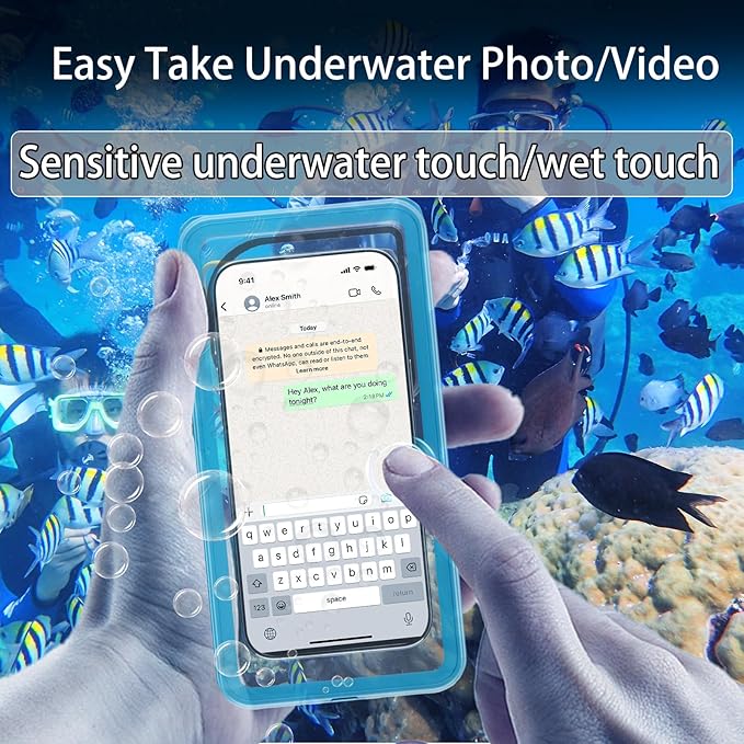 Waterproof Phone Pouch 7.5'',IPX8 Waterproof Floating Phone Case/Bag with Lanyard for Snorkeling with Unterwater Touch/Photo for iPhone 16/15/14/13 Pro Max Samsung Galaxy S25 Ultra-Blue