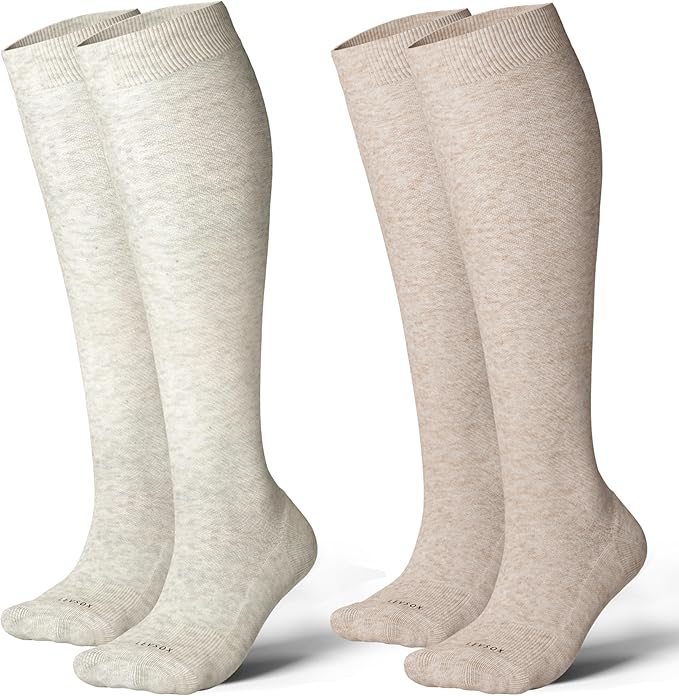 LEVSOX Thick Cotton Compression Socks for Women&Men 20-30mmHg Knee High Cute Support Sock for Nurses, Pregnancy, Travel