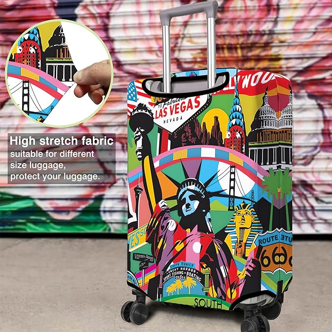 Travel Luggage Cover Suitcase Protector Fits 18-32 Inch Wheel Covers PatternedTravel Related Items Flower Luggage Protector Elastic L