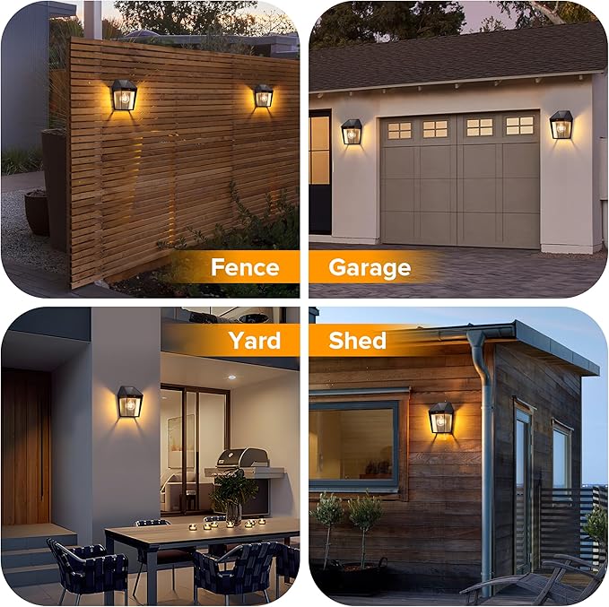 LUTEC Solar Wall Lights Outdoor, Solar Wall Lanterns with 3 Modes, Dusk to Dawn Motion Sensor Led Sconce Lights, Waterproof Exterior Front Door Porch Lights for Outside, Patio, Garage- 1Pack