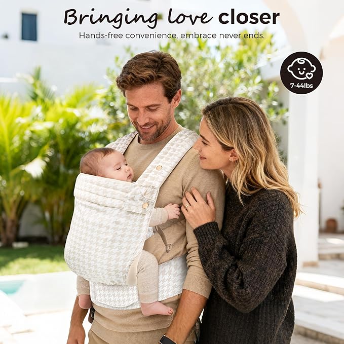 Baby Carrier Newborn to Toddler- Ergonomic,Cozy and Lightweight Infant Carrier for 7-40lbs,3 Carry Positions Newborn Carrier,Brown