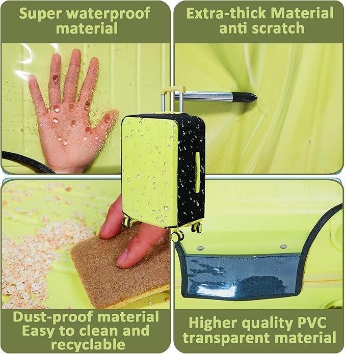 Clear PVC Suitcase Covers Protectors Transparent Luggage Cover Waterproof Wheeled Suitcase Dust Cover Dustproof Travel Luggage Sleeve Protector (3PCS Elastic)