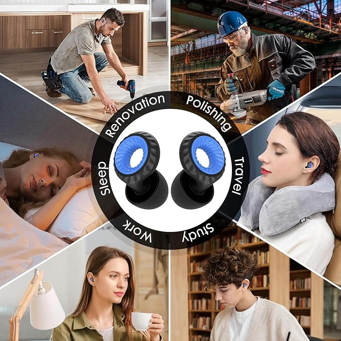 Ear Plugs for Sleeping Noise Cancelling -30dB, 2-Pack Reusable Soft Noise Reduction Ear Plugs for Sleep, Travel,Deep Focus, Hearing Protection,Concert with Carrying Case(Black*2)