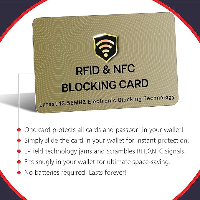 SaiTech IT RFID Protected Cards, 3 Pack One Card Protects Entire Wallet Purse For Men & Women, NFC Contactless Bank Debit Credit Card Protector ID ATM Guard Card – Golden