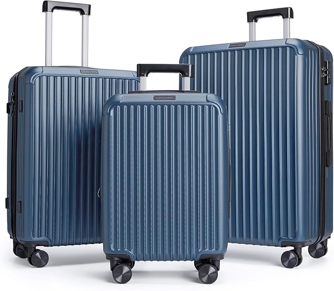 LIGHT FLIGHT Luggage Sets, Durable Hard Shell 3 Piece Set Suitcase with Spinner Wheels, Hardside Lightweight Luggage set with TSA Lock, Large Travel Luggage Set (20" 24" 28"), Royal Blue