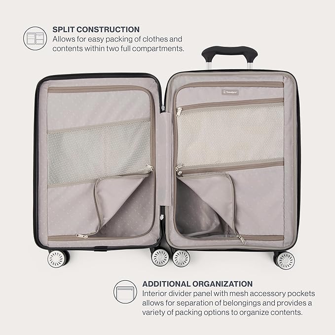 Travelpro Pathways 3 Hardside Expandable Luggage, 8 Spinner Wheels, Lightweight Hard Shell Suitcase, Checked Medium 25 Inch, Champagne