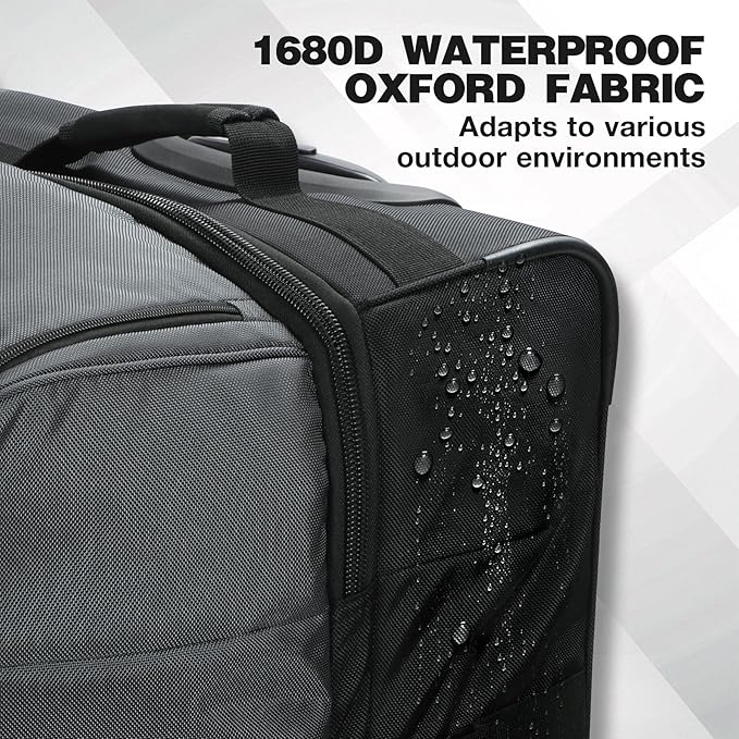 REDCAMP Large Rolling Duffle Bag with Wheels and Handle, 33-Inch Durable Heavy Duty Wheeled Travel Duffel Luggage, 2 Layers of Space