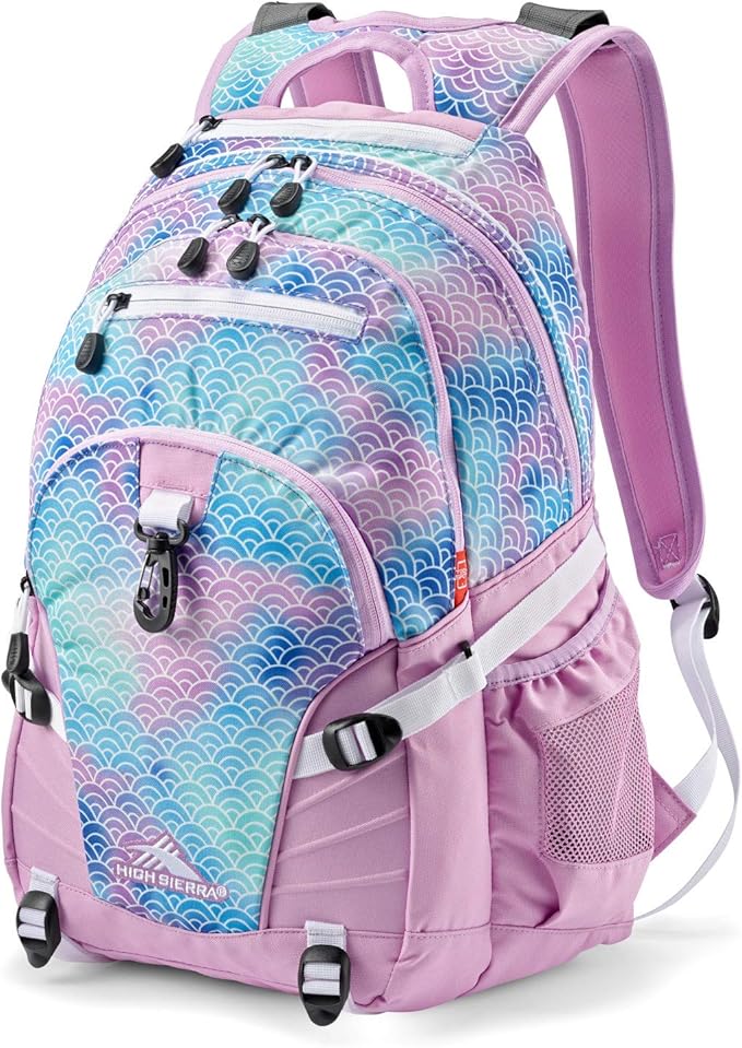 High Sierra Loop Backpack, Travel, or Work Bookbag with tablet sleeve, One Size, Rainbow Scales