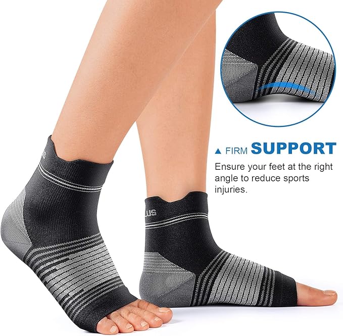 Plantar Fasciitis Sock (6 Pairs) for Men and Women, Compression Foot Sleeves with Arch and Ankle Support, Black, X-Large
