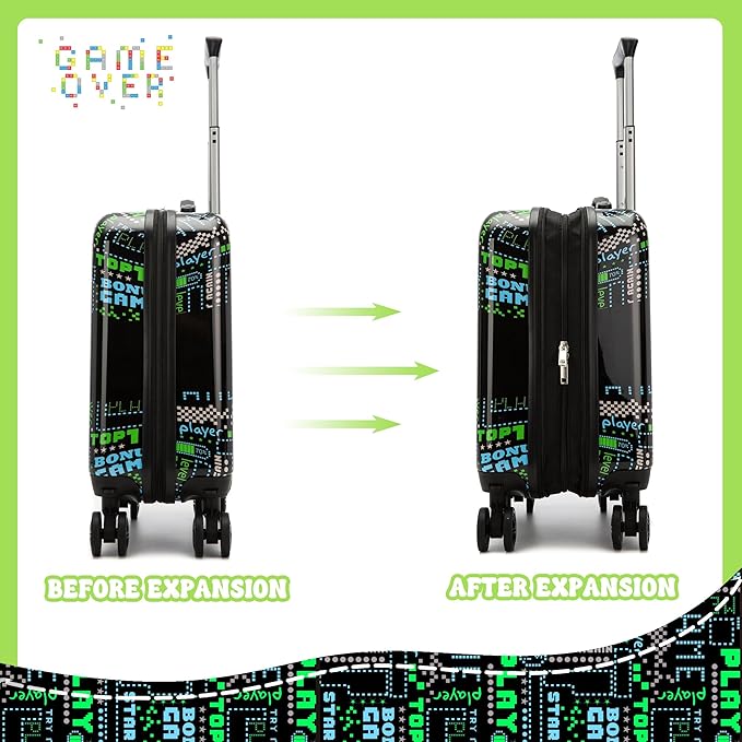 Suitcase for Kids 16inch Car Luggage Set for Boys Travel Suitcase Hard Shell Luggage Sets with Spinner Wheels Carry on Luggage Airline Approved
