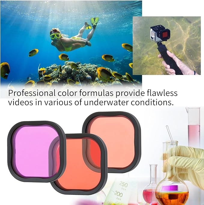 SOONSUN Waterproof Case with Dive Filters for GoPro Hero 13/12 / 11/10 / 9 Black, 196 Feet Underwater Protective Dive Housing Case with Red, Light Red, Magenta, 5X Close-up Macro Filters