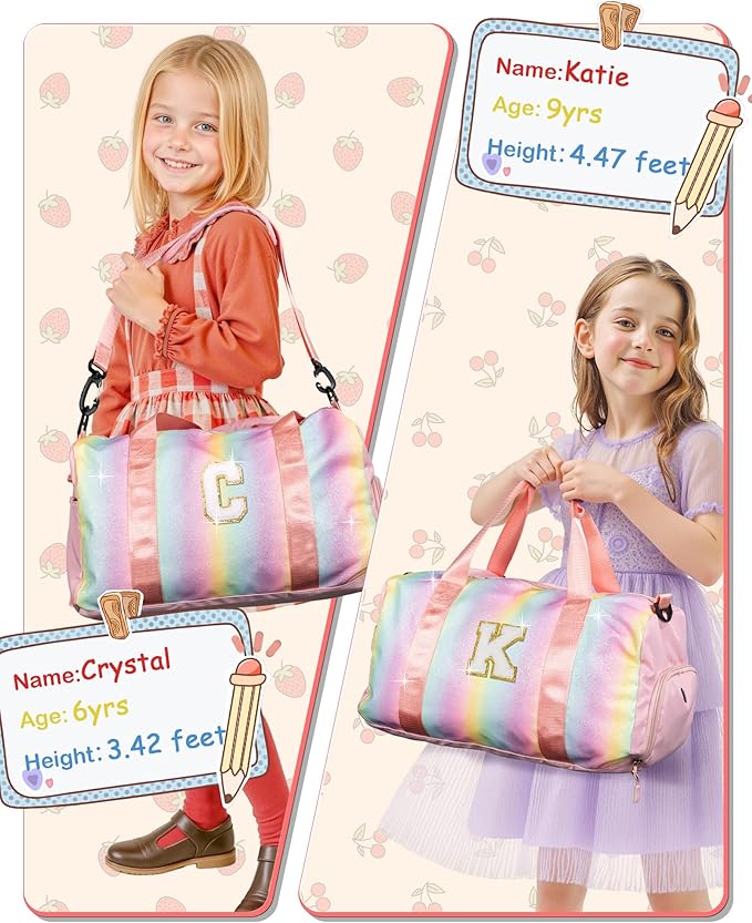 Birthday Gift for Granddaughter-Girl Gym Bag with Shoe Compartment, Kid Personalized Weekender Overnight Bags, Initial Travel Tote with Makeup Pouch, Christmas Gifts for Girls (Letter Z)