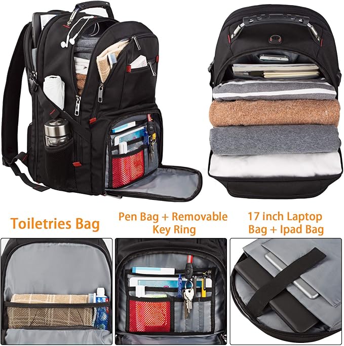 LTINVECK Travel Laptop Backpack, Extra Large Backpack for Men Women with USB Charging Port, TSA Friendly Heavy Duty Big Business Computer Bag Tech Backpacks Bag Fit 17 Inch Laptops, RFID Backbag