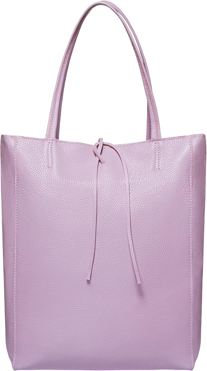 Italian Calf Leather Tote for Women with Zipper, Inner Pocket & Flat Base | Soft Unlined Shopper for Work & Travel