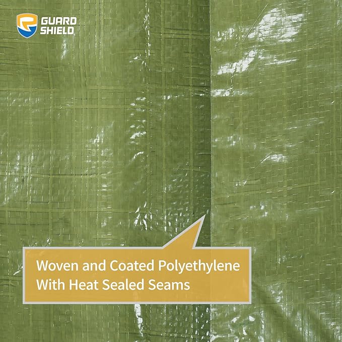GUARD SHIELD Tarp Green 10x10 Feet Multi Purpose Waterproof Poly Tarp Cover 5mil (2-Pack)