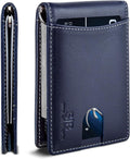 SERMAN BRANDS RFID Blocking Slim Bifold Genuine Leather Minimalist Front Pocket Wallets for Men with Money Clip Thin Gift