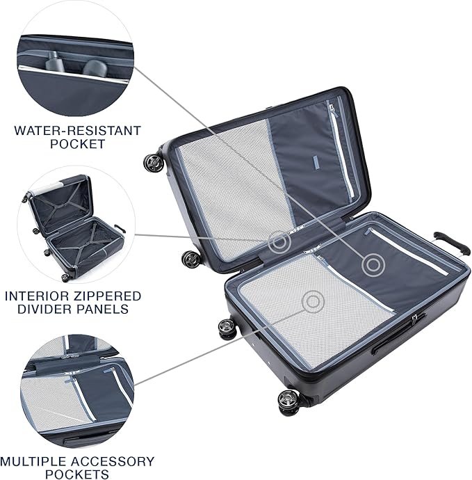 Travelpro Platinum Elite Hardside Expandable Checked Luggage, 8 Wheel Spinner, TSA Lock, Hard Shell Polycarbonate Suitcase, Shadow Black, Checked Large 28-Inch