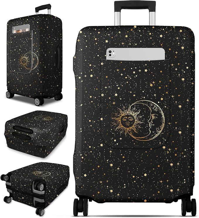 Slohif Luggage Cover for Suitcase Tsa Approved Protector - Luggage Sleeve Large Suit Case Cover Travel Stretch Baggage Case Protective Washable Fit 28-30 Inch Sun L
