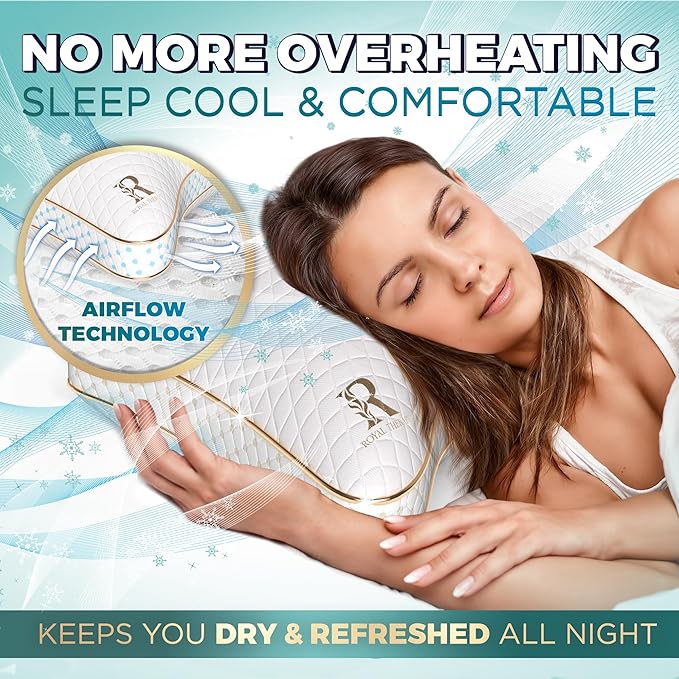 Royal Therapy King Size Pillows - Shredded Memory Foam Pillows for All Sleep Positions - Medium Firm Pillow with Adjustable, Bamboo Rayon Cover, CertiPUR-US, Oeko-TEX Certified