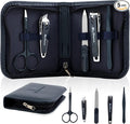 Ben Sherman Nail Clippers for Men Travel Size Nail Clipper Set, 5 Pcs Mens Nail Grooming Kit includes Nail Clippers, Scissors, Tweezers and Leather Traveling Case