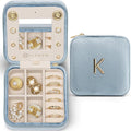Vlando Preppy Stuff Jewelry Holder Organizer, Preppy School Supplies for Teens Girl Gifts Trendy Stuff, Preppy Jewelry Travle Case for Teens Girls, Birthday Gifts for Daughers - Letter K, Blue