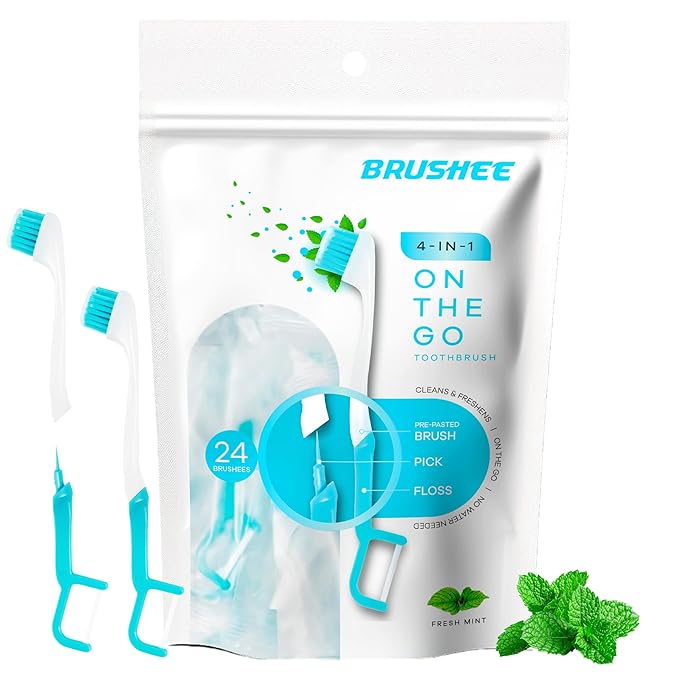 The Evolution of Oral Care | 4-in-1 Tool (Paste + Brush + Floss + Pick) | Individually Wrapped | Disposable | Prepasted Travel Toothbrushes | Small Adult Toothbrush - (48-Pack)