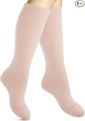 Cotton Compression Socks for Women & Men. 15-20 mmHg Support Knee-High Nude S/M