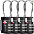 Fosmon TSA Approved Cable Locks for Luggage, Suitcase, Gun Case Lock with Push Release Button, 3 Digit Long Shackle Combination Wire Lock for Backpack