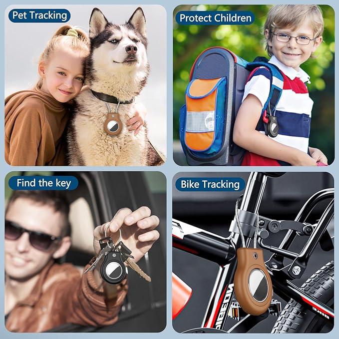 Waterproof Airtag Holder,2 Pack Airtag Case with Secure Lock,Airtags Keychain for Apple Air tag,Anti-Lost Protective Case Air tag Accessories for GPS Item Finder Tracker Luggage,Key,Pet-Black/Brown