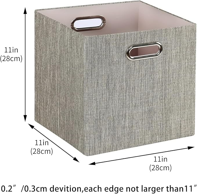 Posprica Storage Bins,11×11 Foldable Storage Cubes Boxes Container Closet Organizer Shelf Cabinet Bookcase,Thick Fabric Drawer Container - 4pcs,Coffee