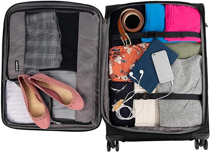 Travelpro Tourlite Softside 3-Piece Set, Expandable Luggage with 4 Spinner Wheels, Lightweight Suitcase, 21" Carry-On, 25" Checked Medium, 29 Check Large, Black