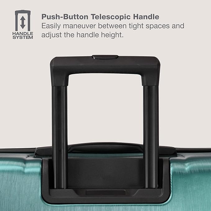 U.S. Traveler Boren Polycarbonate Hardside Rugged Travel Suitcase Luggage with 8 Spinner Wheels, Aluminum Handle, Teal, 3-Piece Set, USB Port in Carry-On