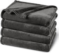PHF Ultra Soft Fleece Blanket Queen Size, No Shed No Pilling Luxury Plush Cozy 300GSM Lightweight Blanket for Bed, Couch, Chair, Sofa Suitable for All Season, 90" x 90", Dark Grey
