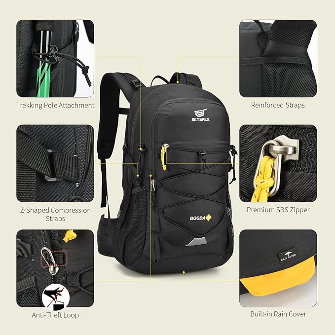 SKYSPER Hiking Backpack for Men Women, 35L Travel Backpack Waterproof Camping Backpack Outdoor Lightweight Daypack