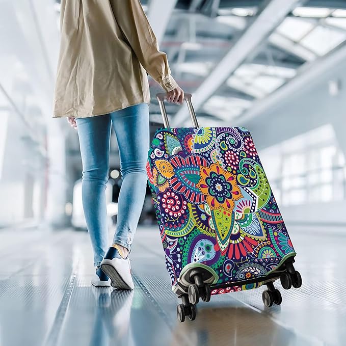 Travel Luggage Cover Suitcase Protector Fits 18-32 Inch Wheel Covers PatternedTravel Related Items Flower Luggage Protector Elastic M