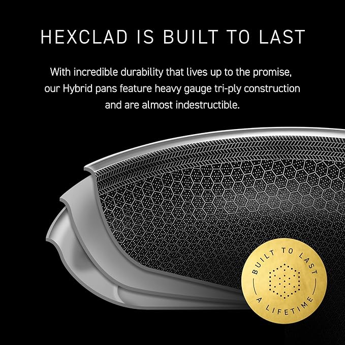 HexClad Hybrid Nonstick 8-Inch Frying Pan, Stay-Cool Handle, Dishwasher-Friendly, Oven-Safe Up to 900°F, Induction Ready, Compatible with All Cooktops
