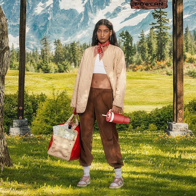 POWCAN 40 oz Tumbler with Handle, 2-in-1 Metal Straw and Sip Lid, Leakproof, Dishwasher Safe, Insulated Stainless Steel Travel Coffee Mug, Keeps Cold for 34 Hours, Fits in Car Cup Holder (Heroic)